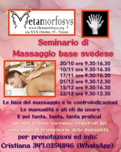 Seminario Massaggio Base Svedese